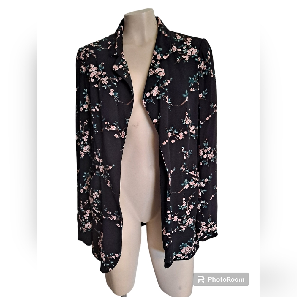 Cynthia Rowley floral buttonless blazer with pockets